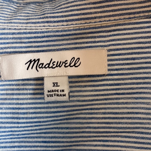 NWOT Madewell Side-Button Oversized Ex-Boyfriend Shirt In Stripe - Picture 7 of 9
